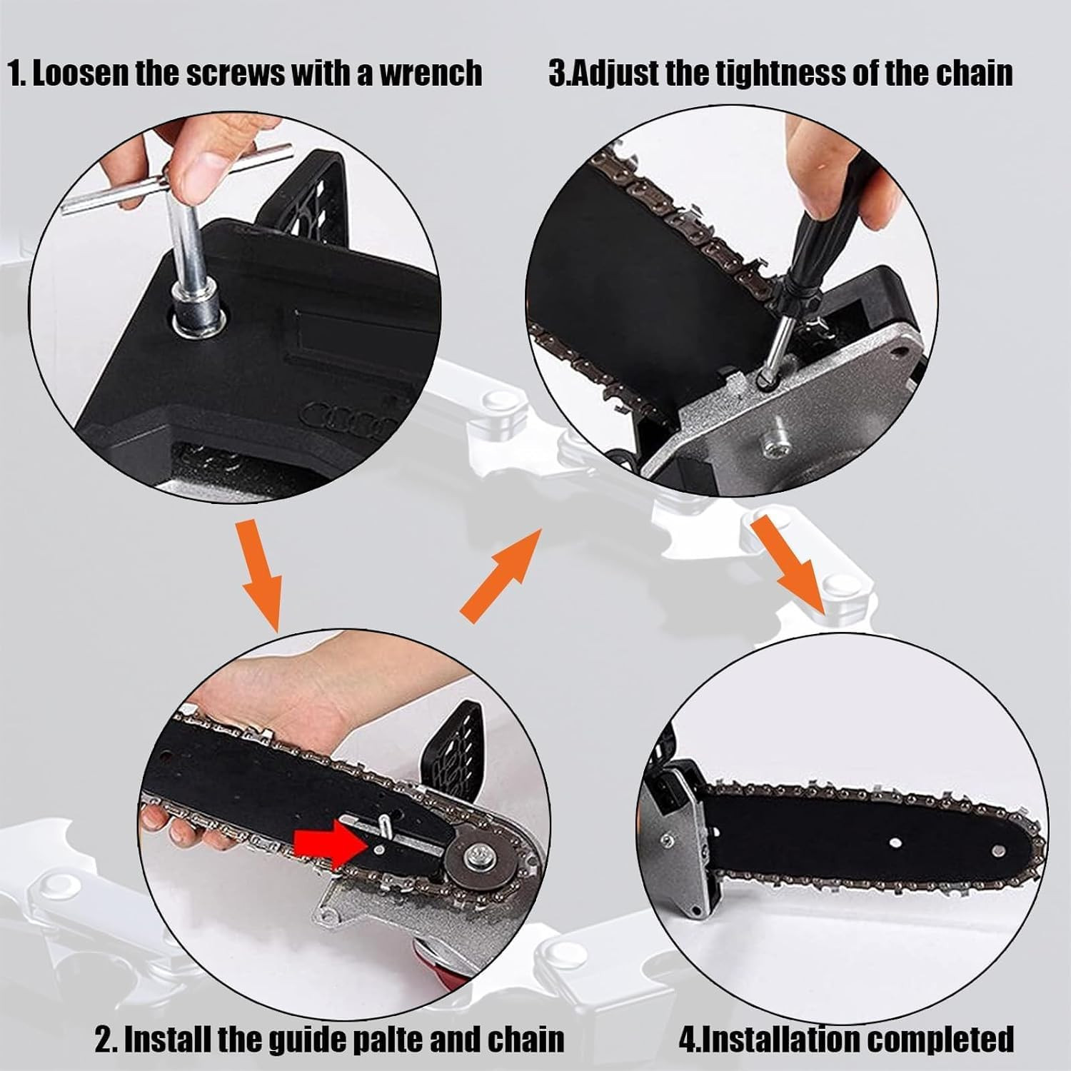 4 Pack 8″ Chainsaw Chains 1/4″ Pitch .043″ Gauge 47DL Replacement Mini Chain Saw