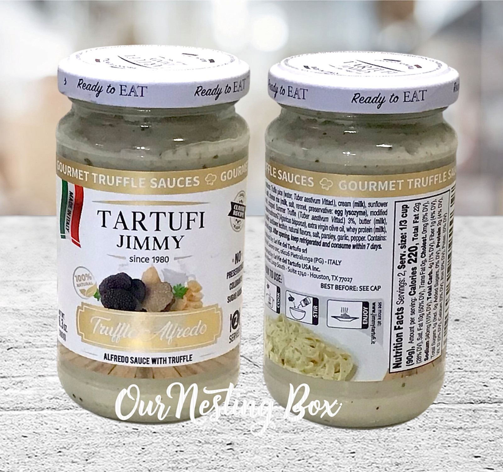 2 Tartufi Jimmy Truffle Alfredo Sauce Rich Black Truffle Flavor 6.3 oz Jar