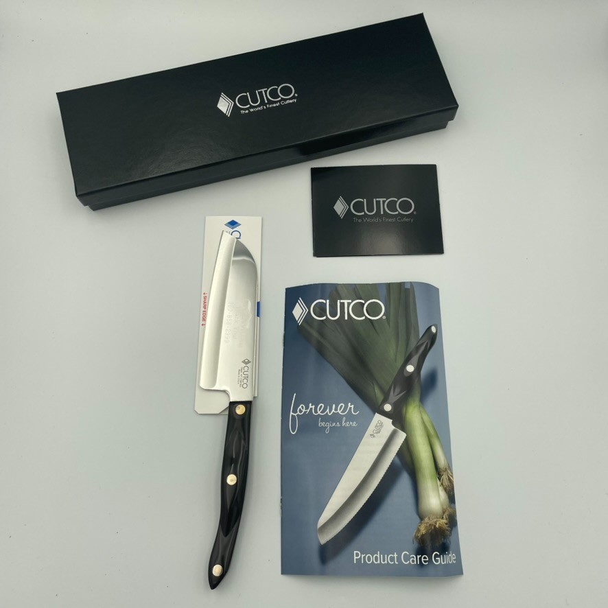NIB Cutco 2166 Classic Petite Santoku Knife 5in Blade Black Handle Engraved