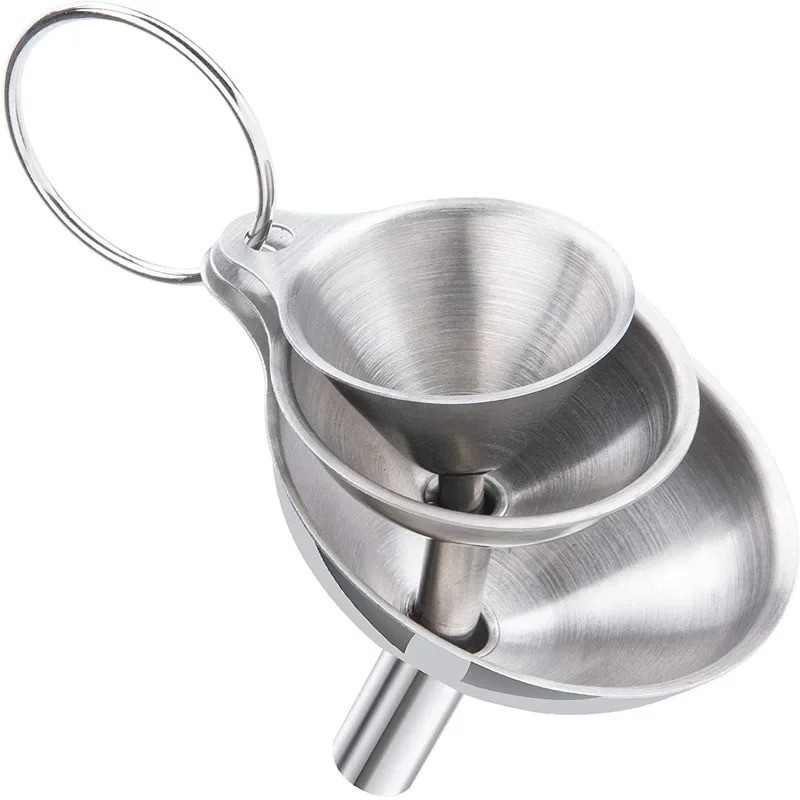 5 Pcs Stainless Steel Kitchen Funnels Set Food Metal Funnels for Filling Small