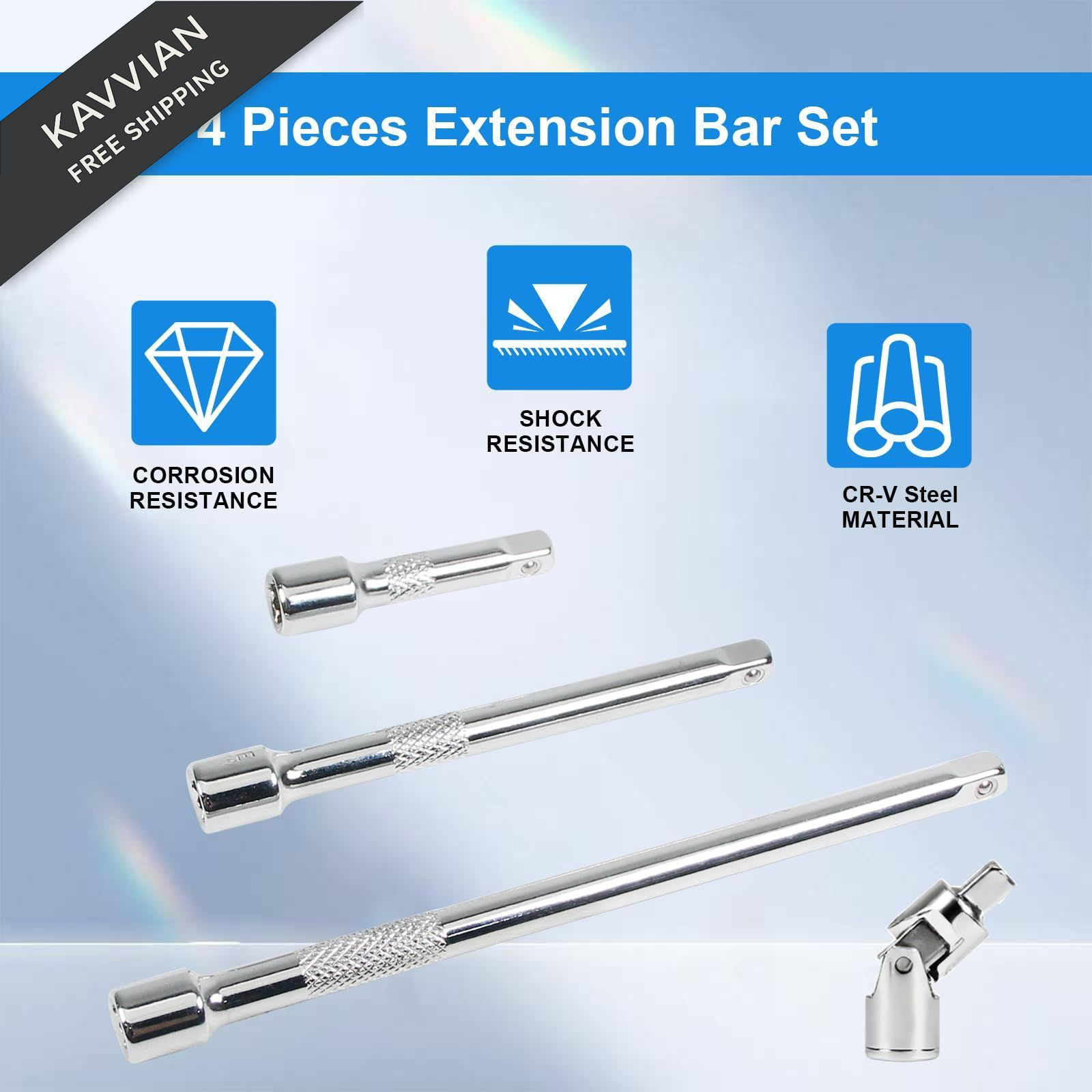 1/4 Inch Drive Socket Extension Bar Set, 4 Piece wrench extender