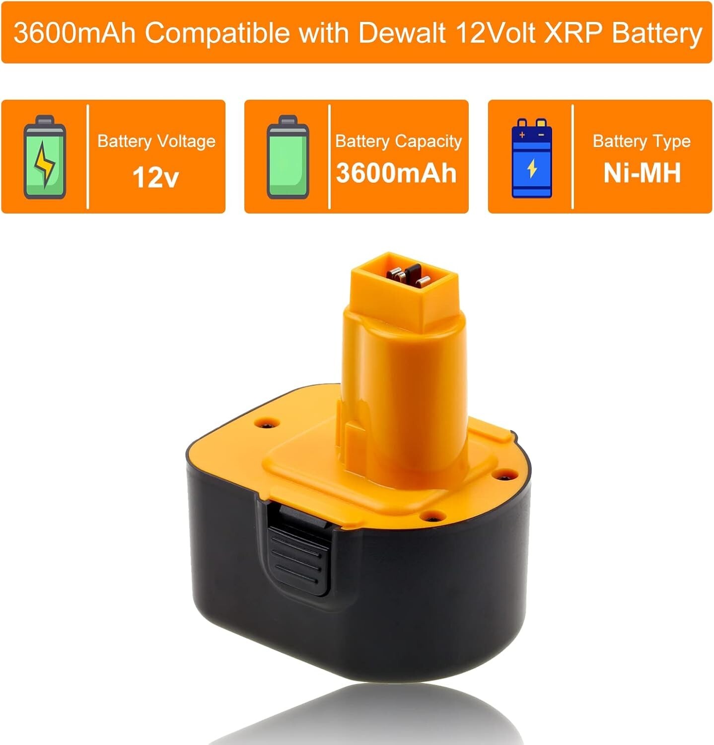 2PACK 12V 3.6AH Battery /Charger for DEWALT DC9071 DW9071 DW9072 DW953 DW965