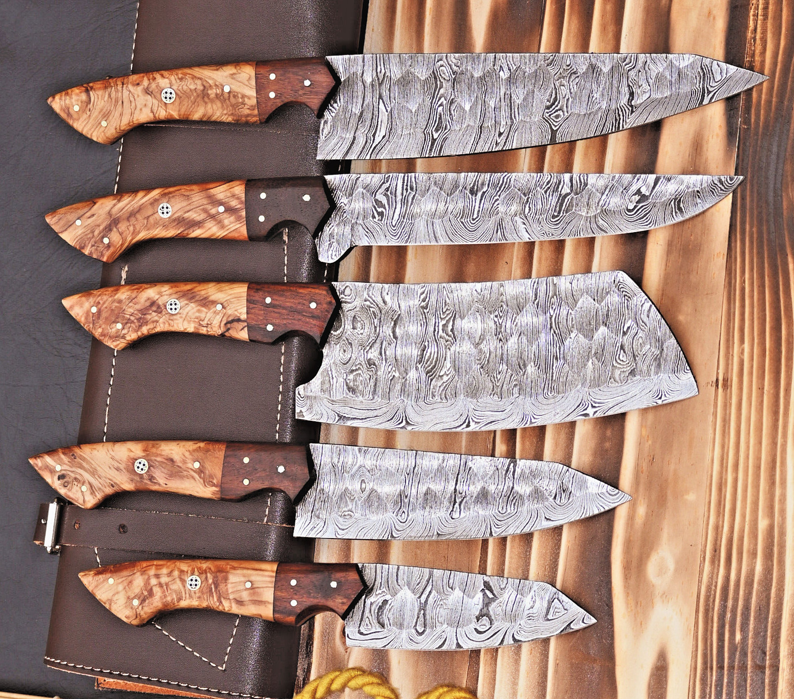 Custom Made Damascus Chef Knife Set Kitchen Cutlery – Hand Forged Damascus 2803