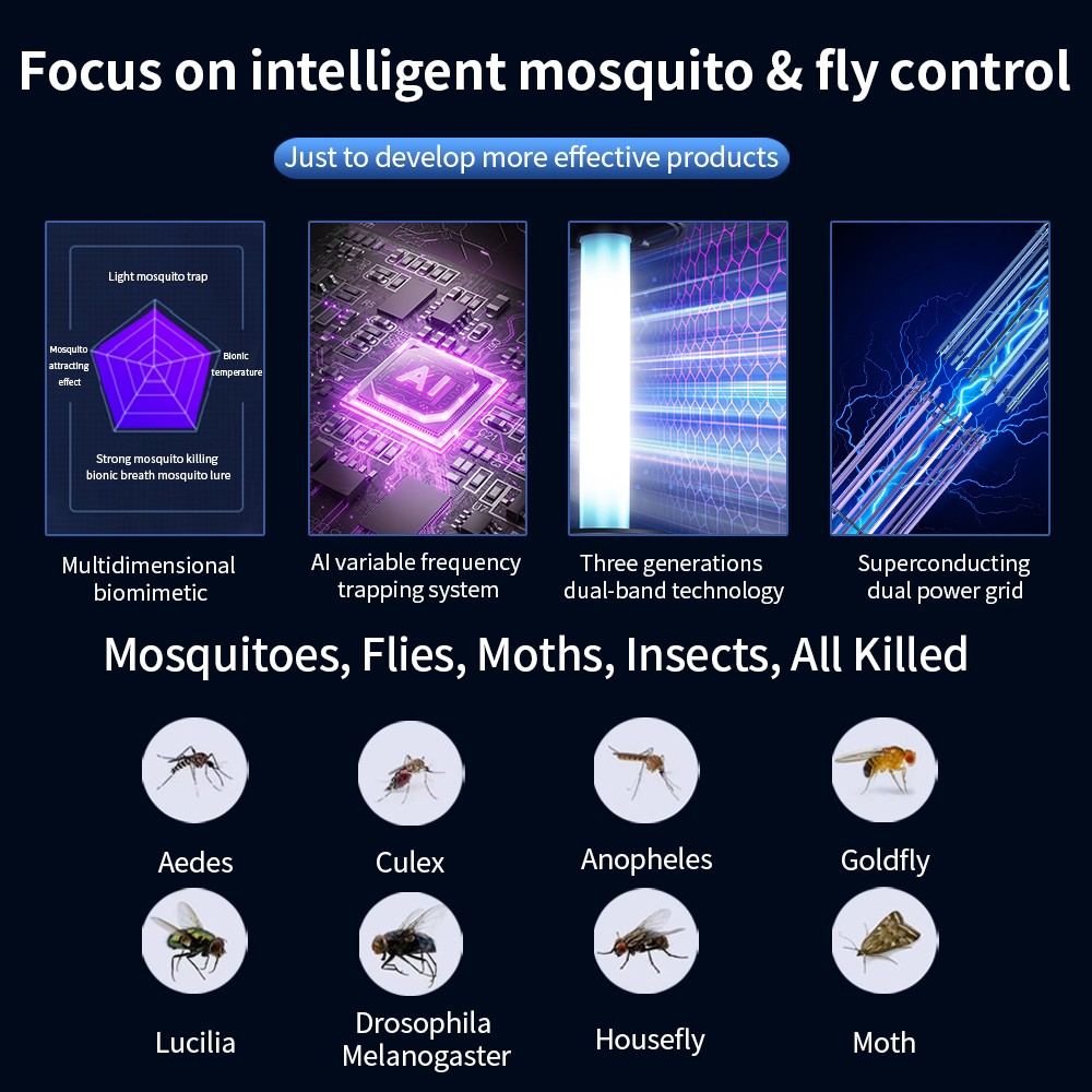 Electric Mosquito Insect Fly Bug Zapper Killer LED Light Trap Lamp Rechargeable