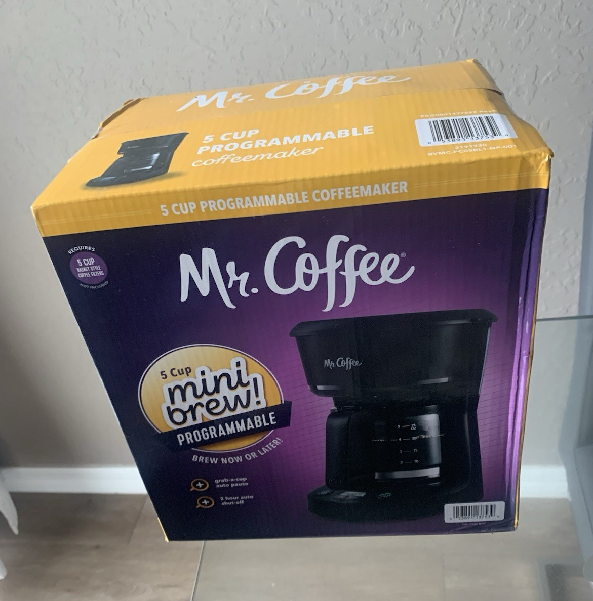 Mr. Coffee 5-Cup Programmable Digital Filter Coffeemaker Mini Brew Black