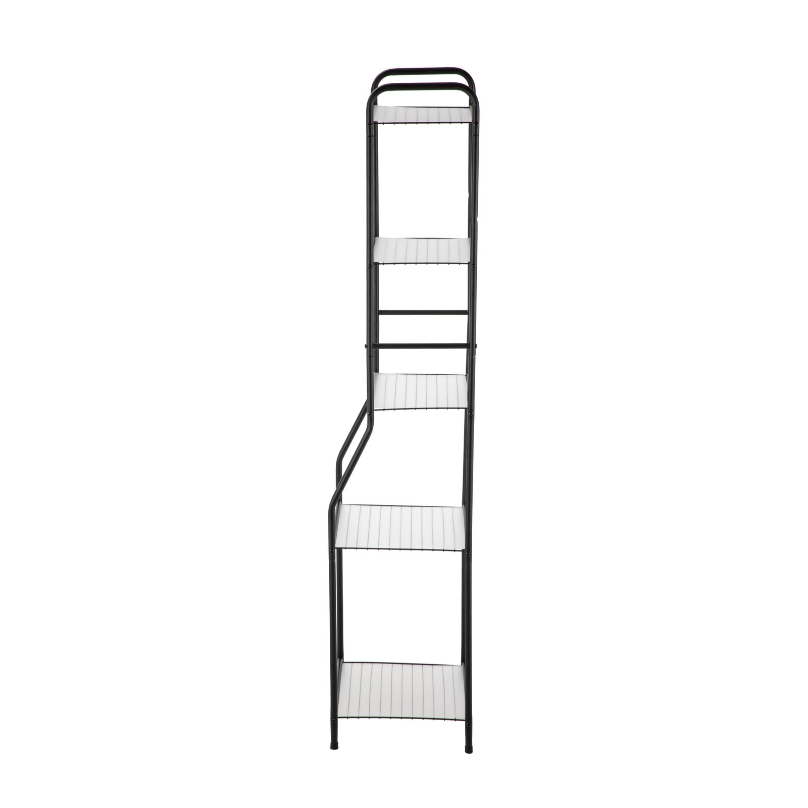 Matte Black Steel 5-Shelf Bathroom Storage Tower Unit