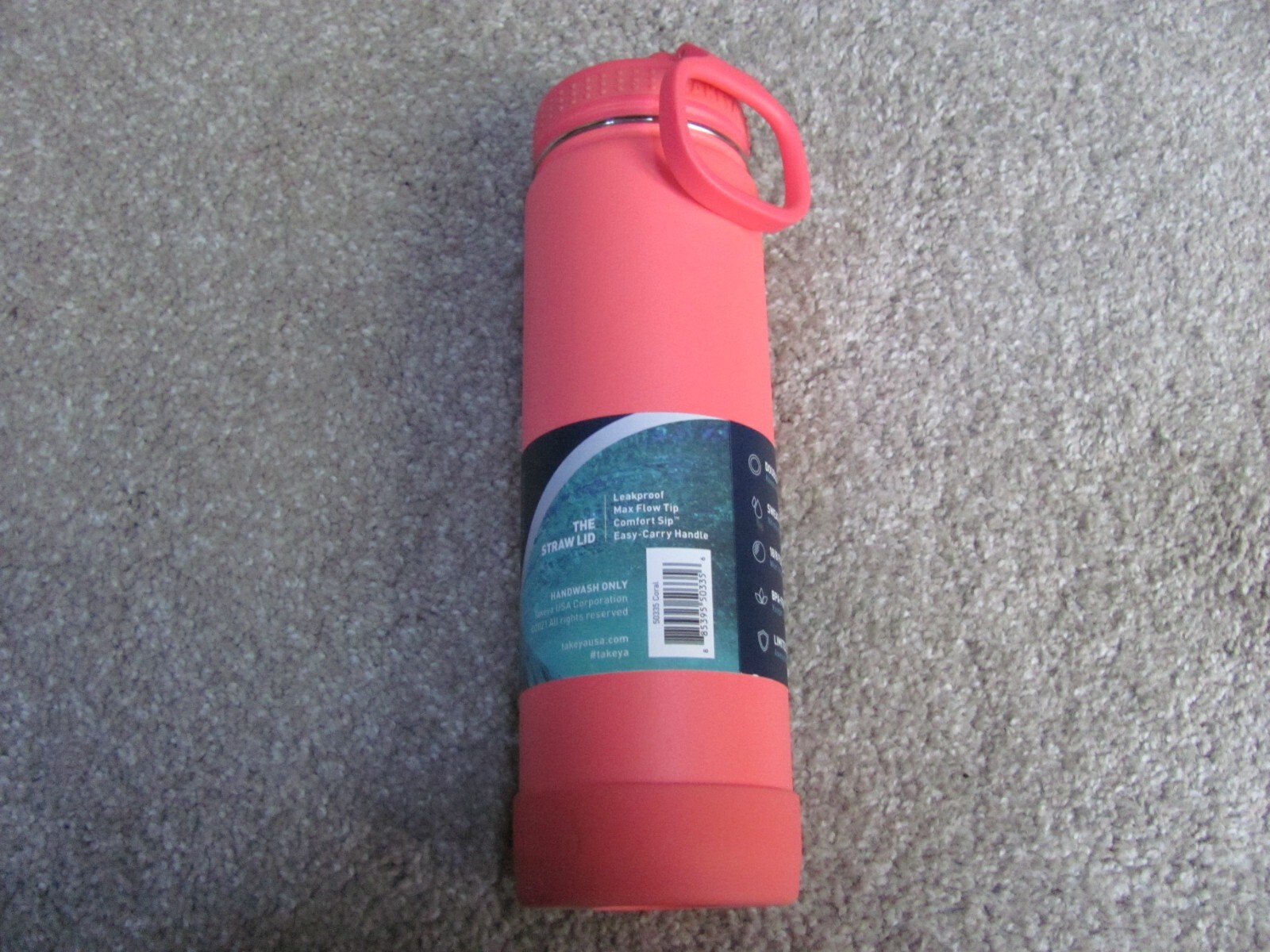 Takeya Insulated Stainless Hydration Water Bottle W/Straw Lid, 22 Oz, 24Hrs Cold