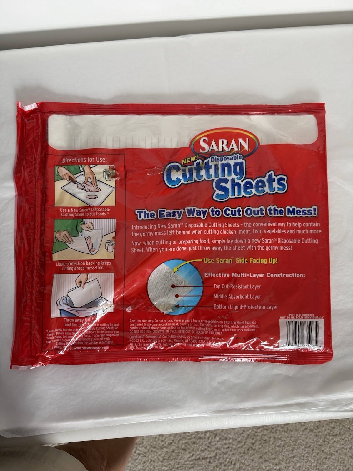 NEW Saran Disposable Cutting Sheets 1 Pack of 24 Easy Clean Up DISCONTINUED ITEM