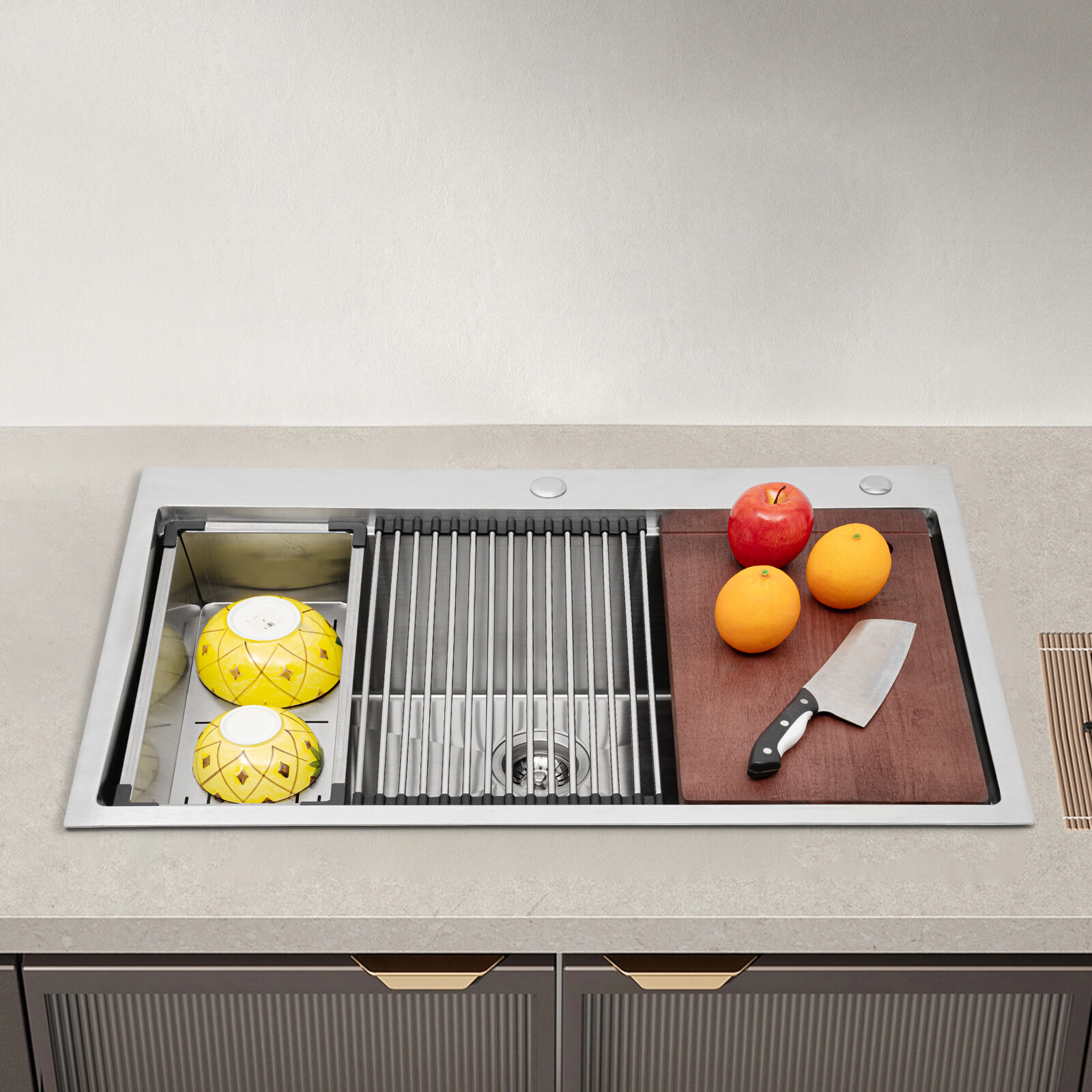 New 33″x22″ Single Bowl Undermount Workstation Kitchen Stainless Steel Sink SALE