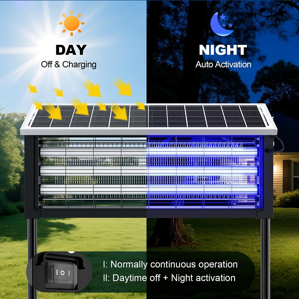 Solar Bug Zapper Outdoor Mosquito Zapper 4500V Waterproof Rechargeable Fly Trap