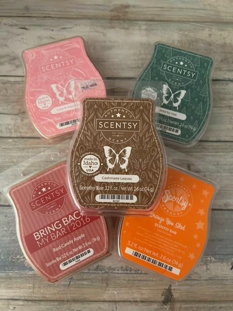 LOT of 5 Scentsy Wax Bars – Misc. Scents as shown – See Description!