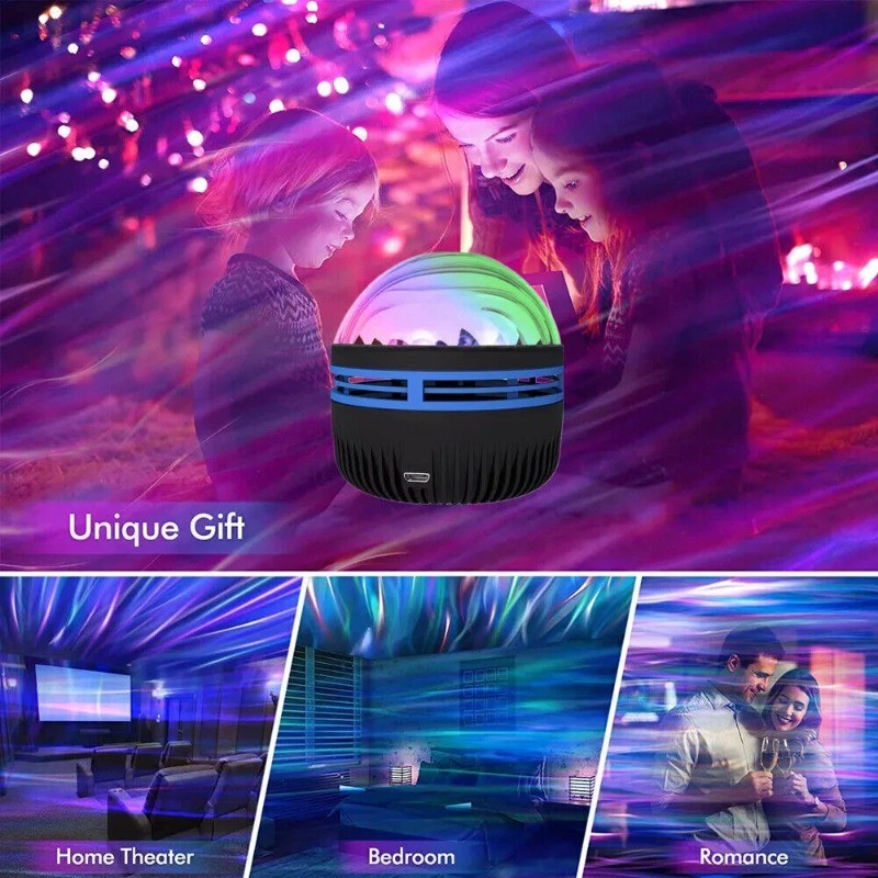 2 Pcs Northern Lights Galaxy Projection Lamp Aurora Star Projector Night Lights
