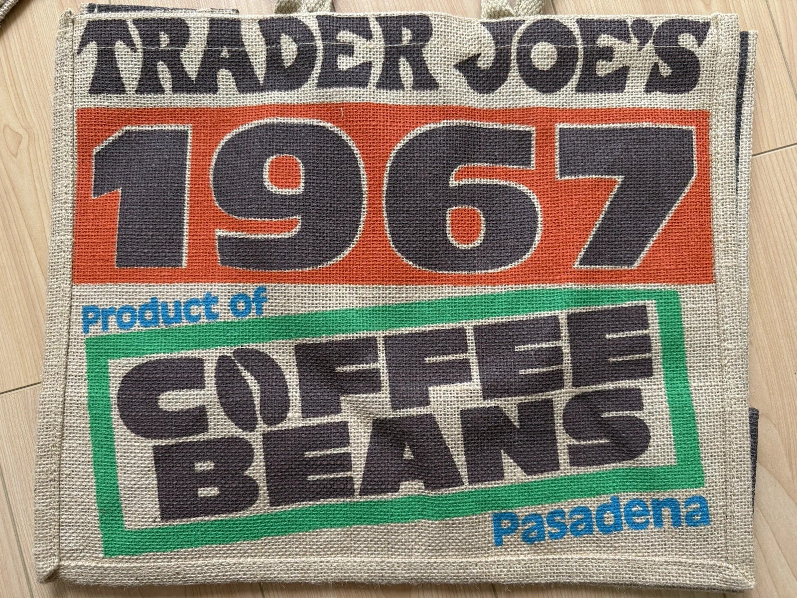 Trader Joe’s Coffee Beans Tote Reusable Jute Burlap Bag, 1 Bag NEW