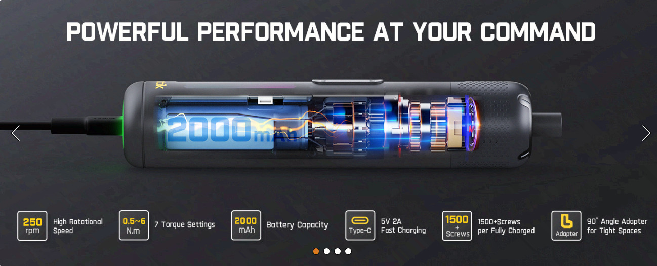 S2 Pro Max Cordless Screwdriver Set, 7 Torque, 16 Bits, Angle Adapter