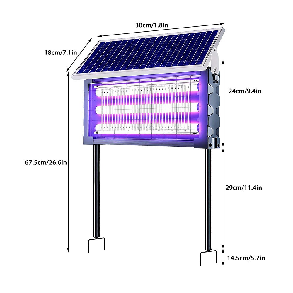 2PCS Solar Bug Zapper Outdoor 4500V Mosquito Fly Trap Insect Killer for Backyard