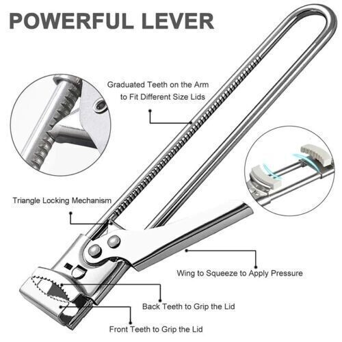 2PCS Adjustable Multifunctional Stainless Steel Can Opener Jar Lid Gripper New