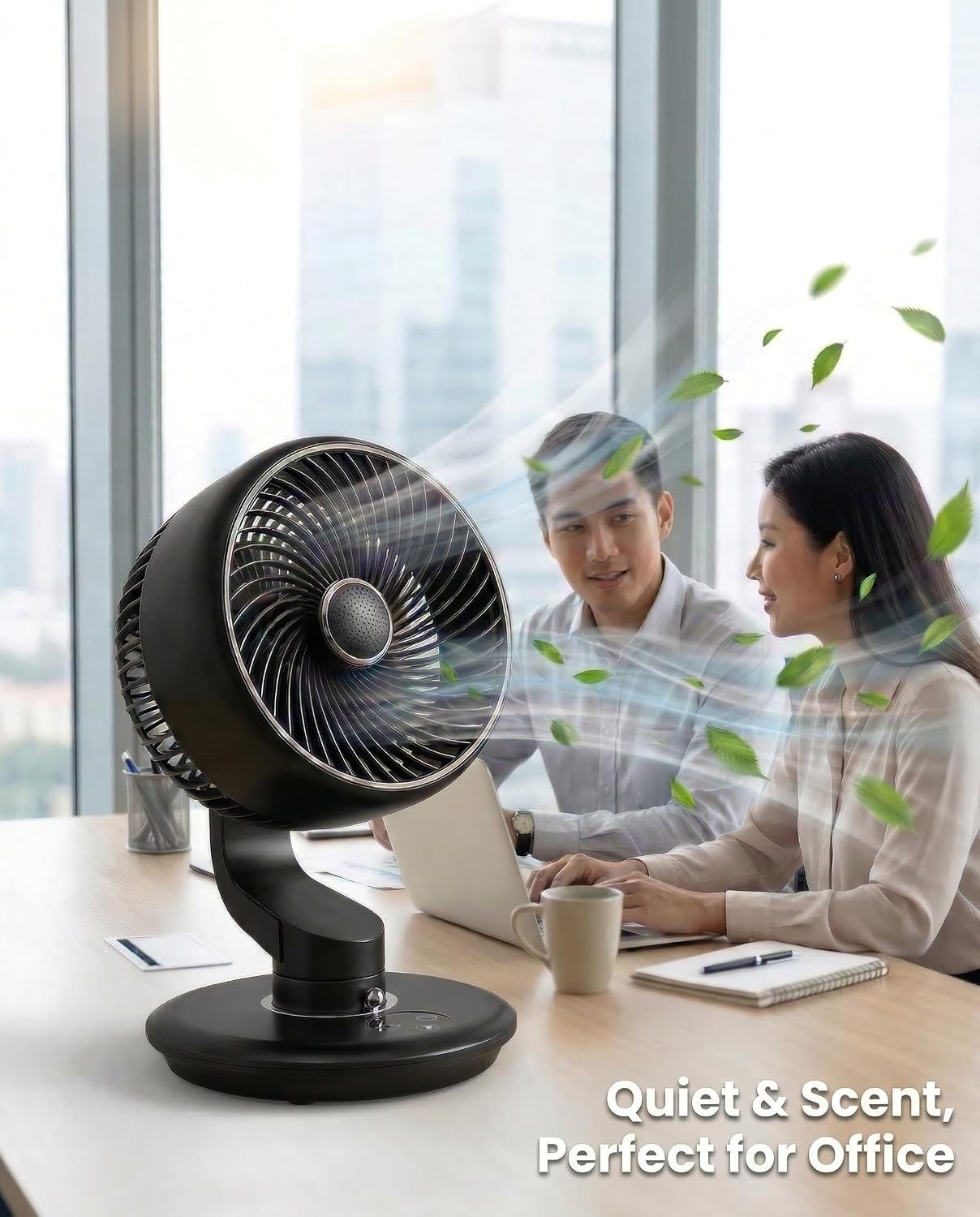 GAIITIR Desk Fan for Office,Oscillating Air Circulator Fan,30dB Quiet,12H Runtim