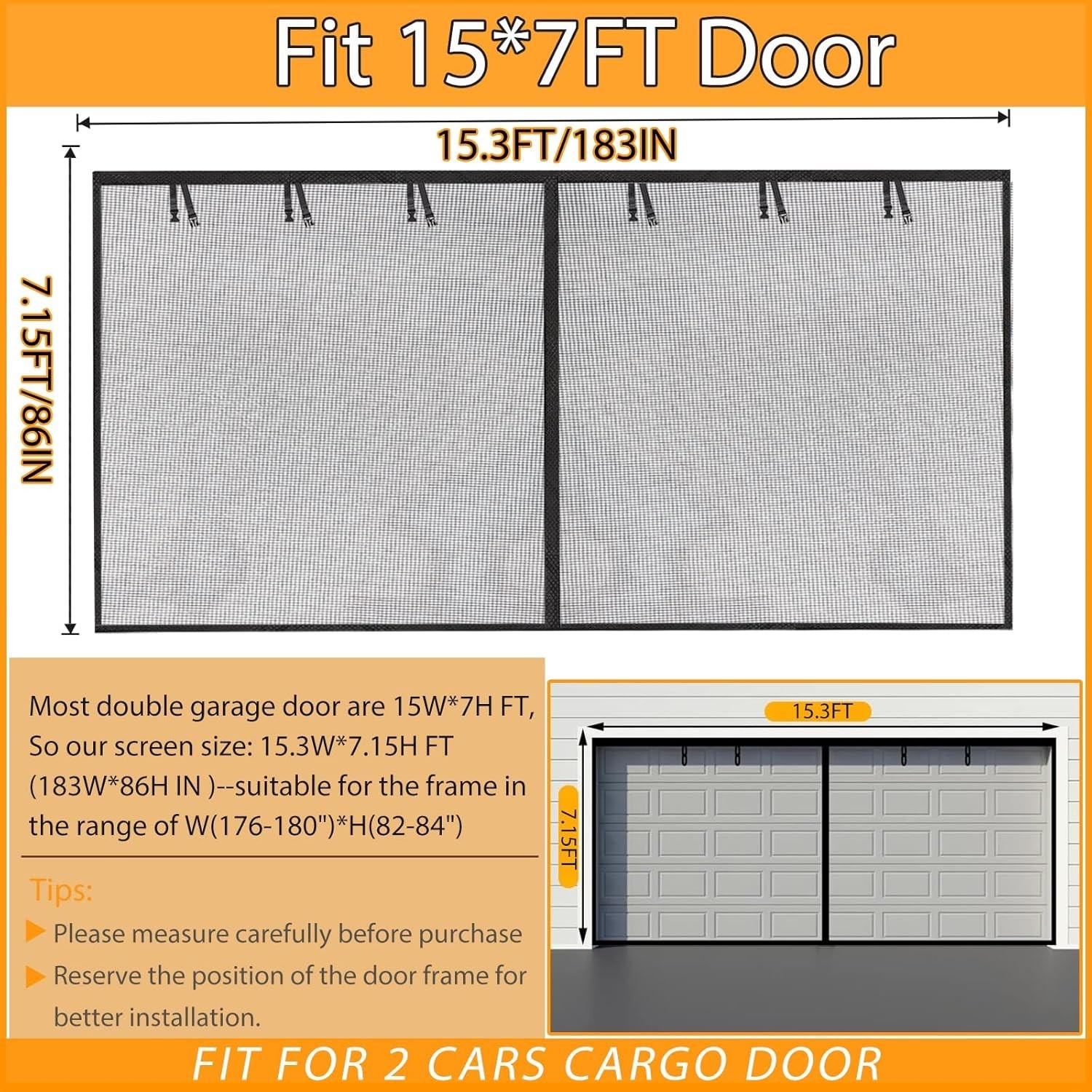 Retractable Garage Screen for 2 Car – Fiberglass, Hands-Free Magnetic Access