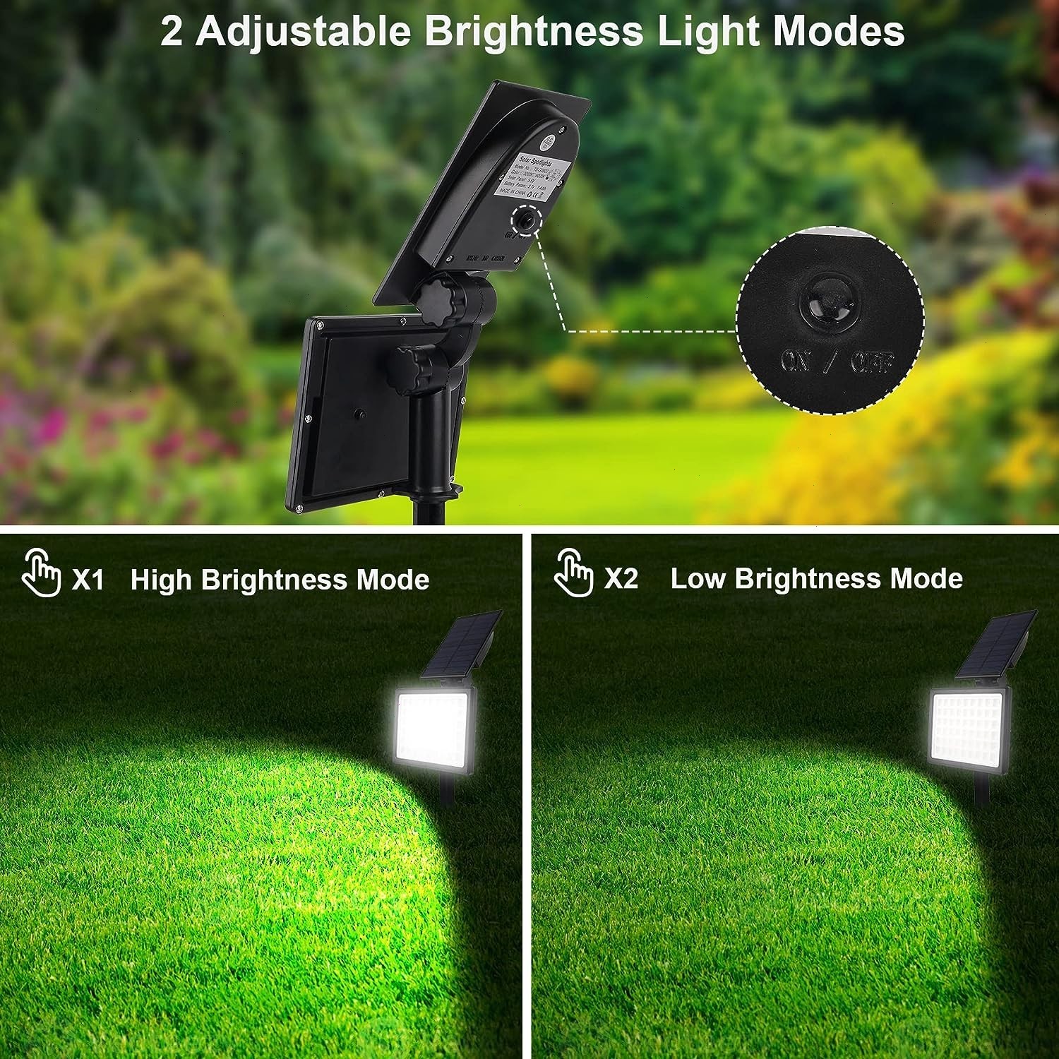 T-SUN 2PCS Solar LED Spotlights Landscape Lamp For Outdoor Driveway Pathway Yard