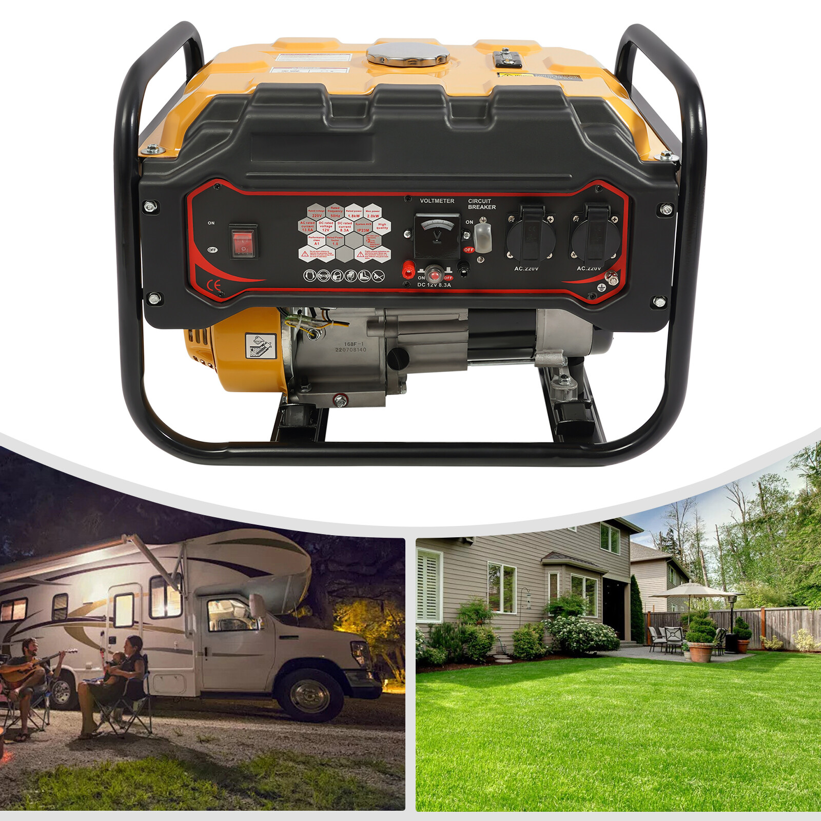 220V 4-Stroke Gasoline Generator Single Cylinder Portable Power Generator 6.5HP
