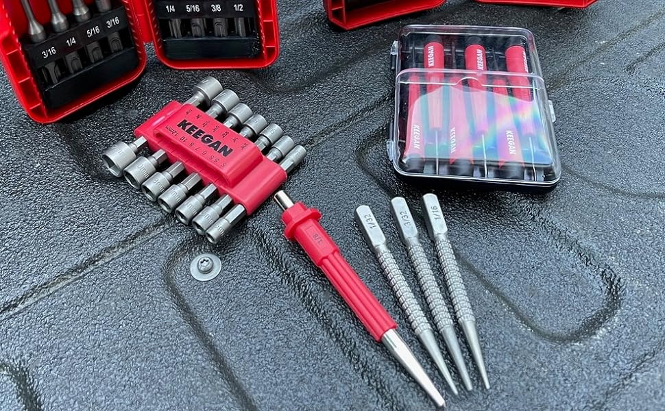 4 Piece Nail Setter & Center Punch Set 4″ Wood Metal Super Impact Resistance USA