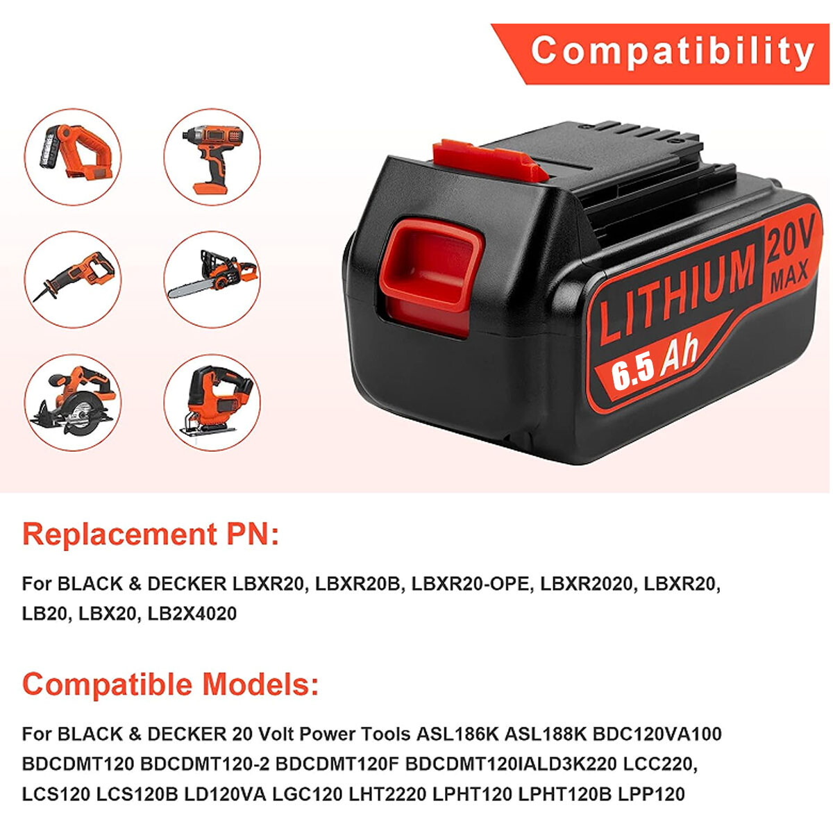 2X 8.0Ah 20Volt LB2X4020 Battery 20V MAX Lithium LBXR20 LBX20 for Black & Decker