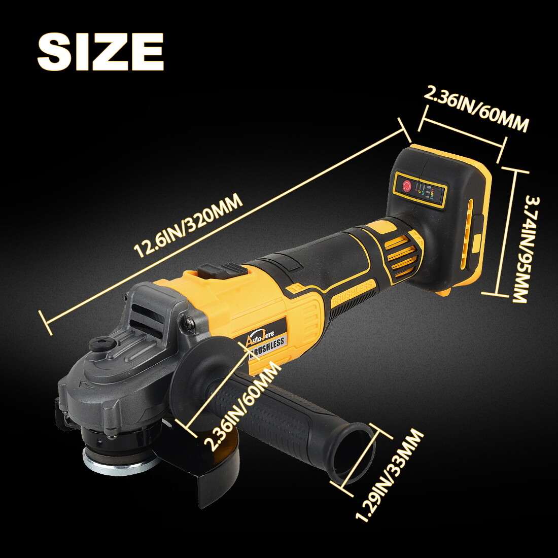 Cordless Brushless 125mm Angle Grinder Body Tool For Dewalt 20V Li-ion Battery