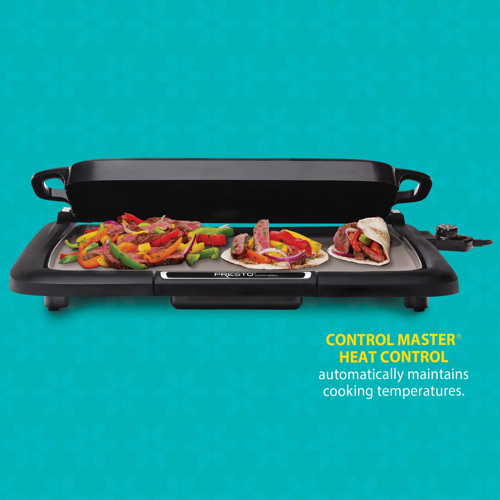 Presto Ceramic Electric Griddle/Warmer Plus, Black 07024, Dishwasher Safe Parts