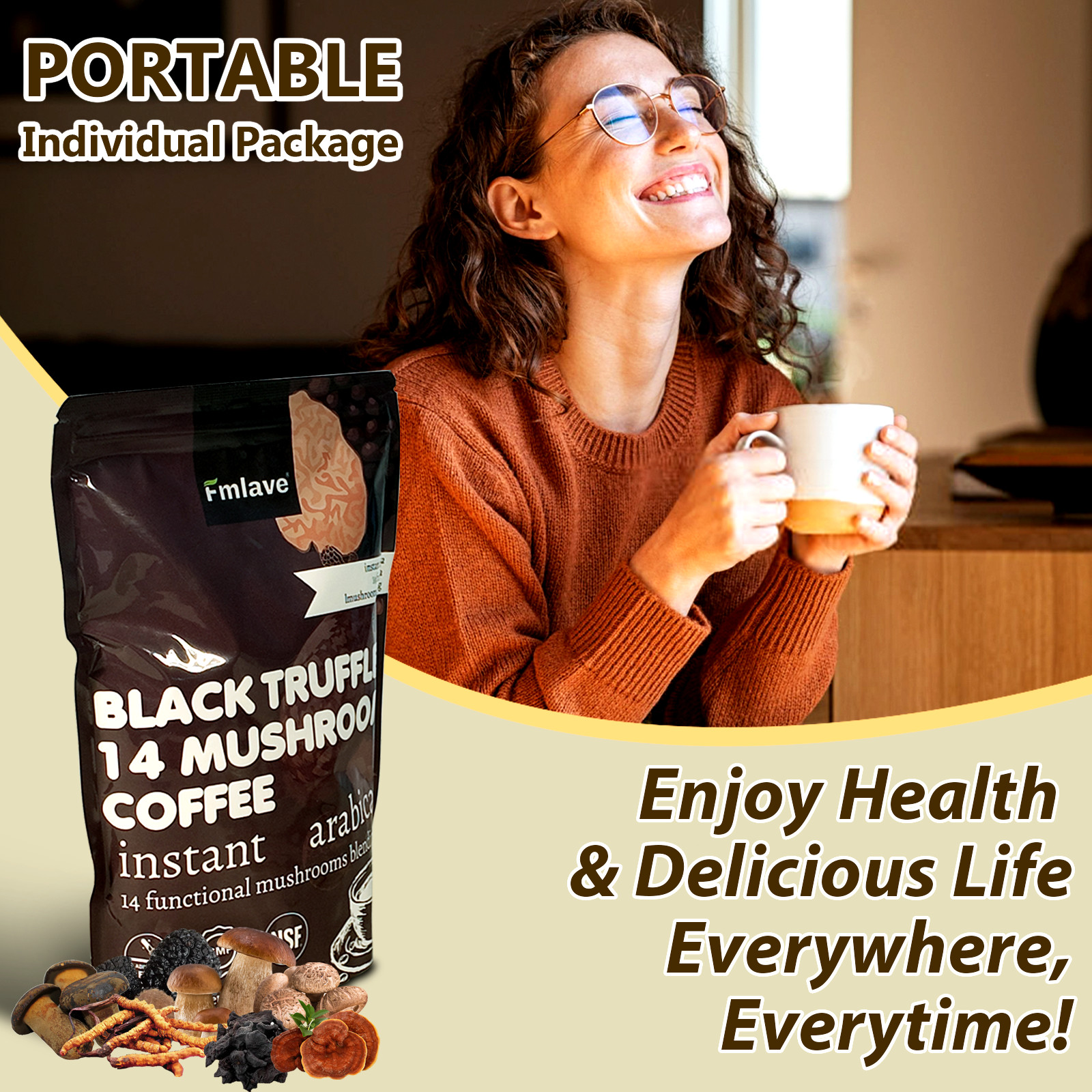 Organic Instant Mushroom Coffee, 14 oz (396 g), 14 – Adaptogenic Mushroom Blend