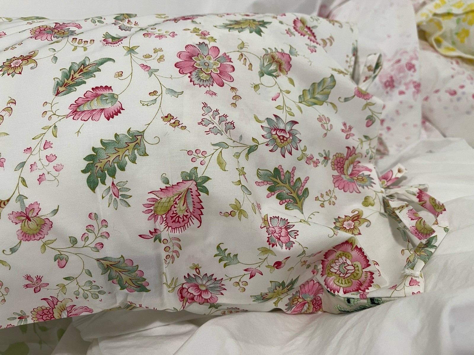 KENZO France NWT (1pc) Boudoir Sham 100% Percale Print Ties Embroidery ONE SHAM