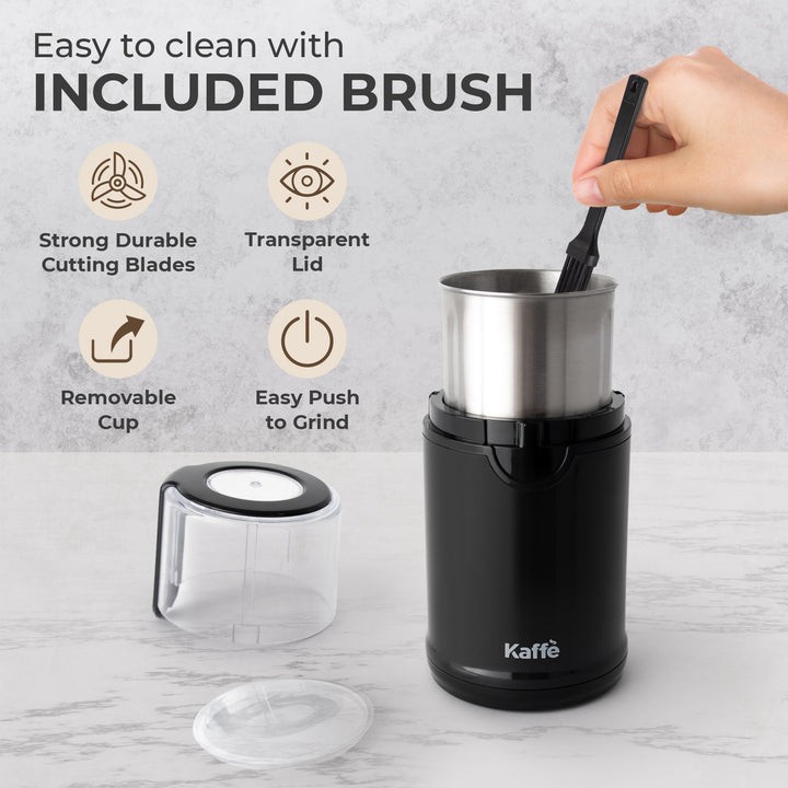 Kaffe Electric Coffee Grinder with Removable Cup (4.5oz) – Stainless Steel