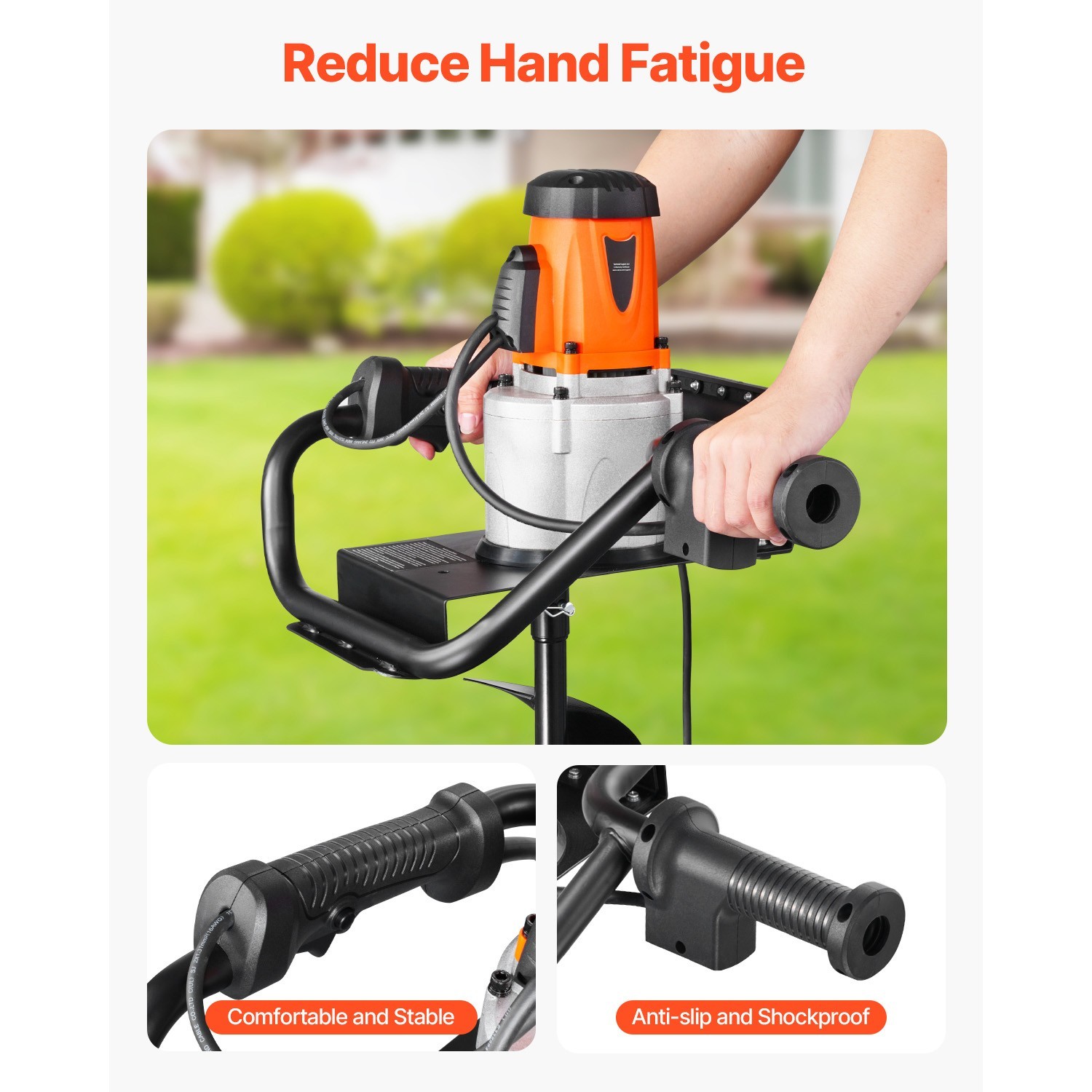 1500W Electric Post Hole Digger 5.71″ Earth Auger Bit+Extension Rod Quick Digger