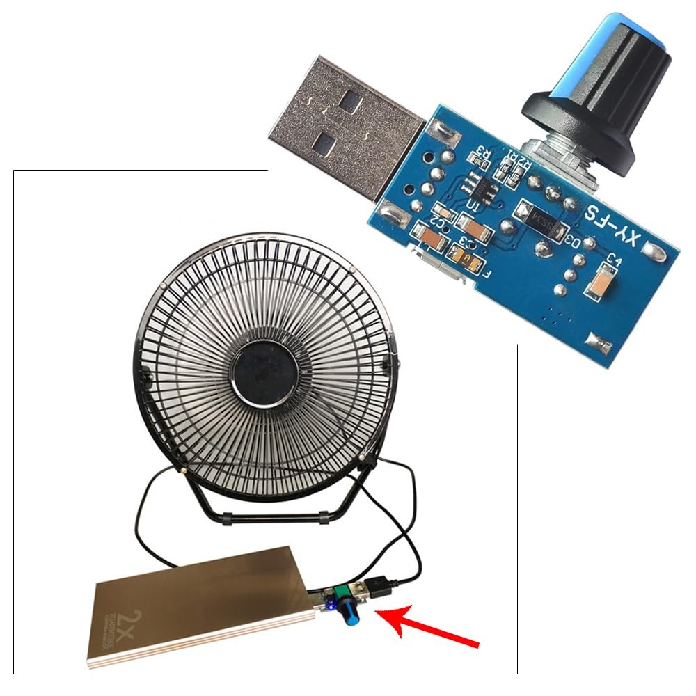 ThtRht 2 Pack USB Fan Controller Stepless Speed Regulator Air 1.98, blue