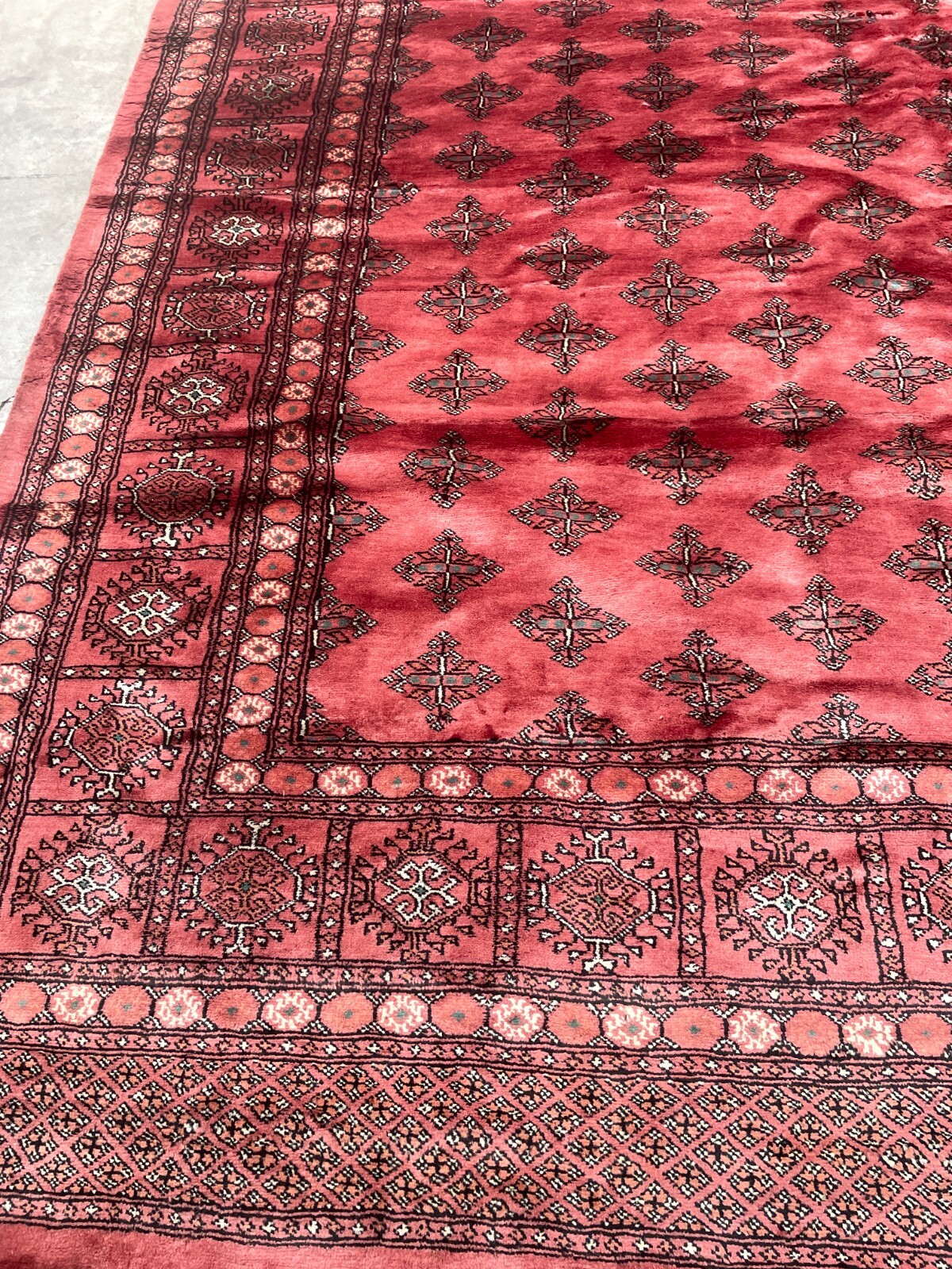 Hand-Woven Wool and Silk Princess Bokhara Area Rug