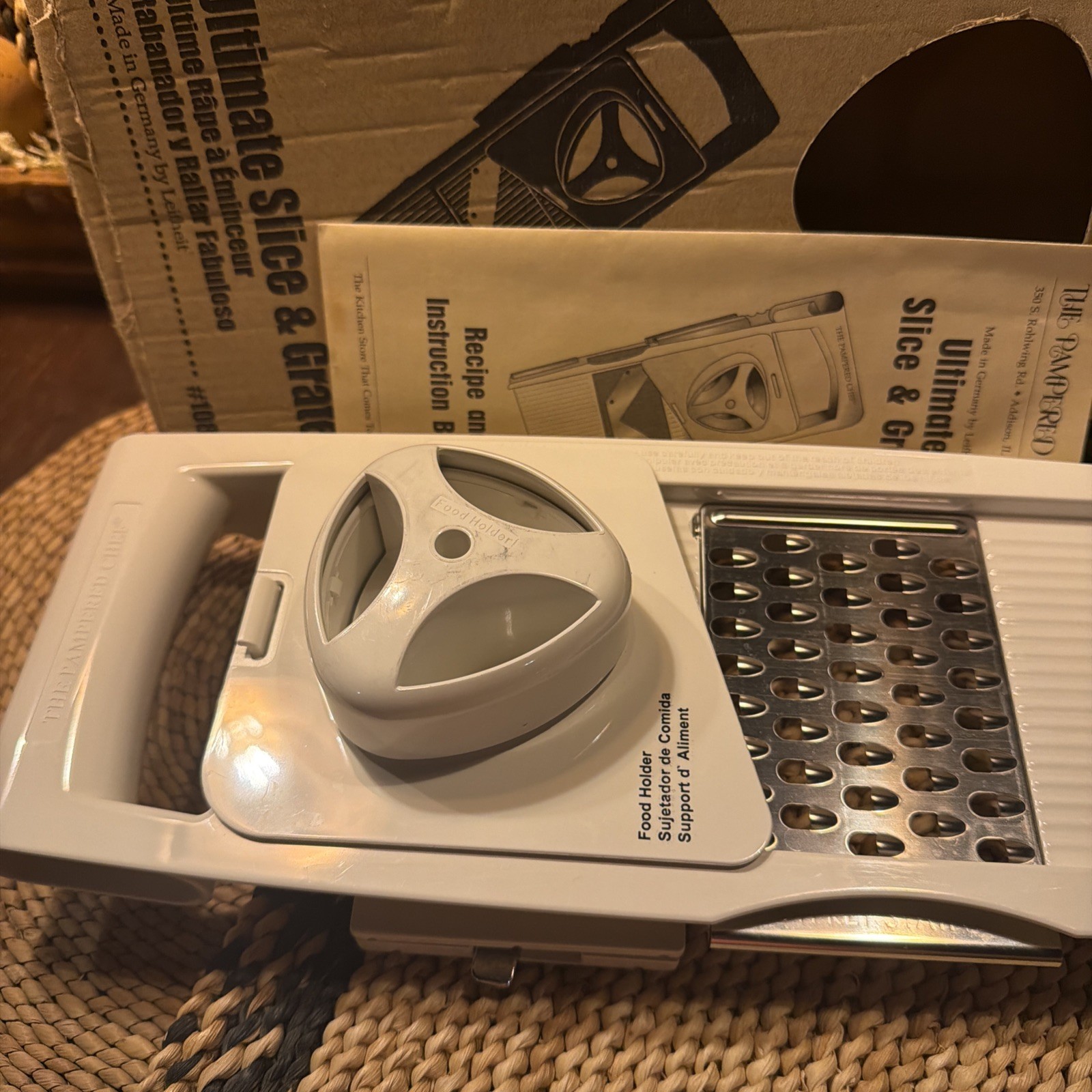Vintage Pampered Chef Ultimate Slice & Grate #1085 Mandoline Set w Box & Manual