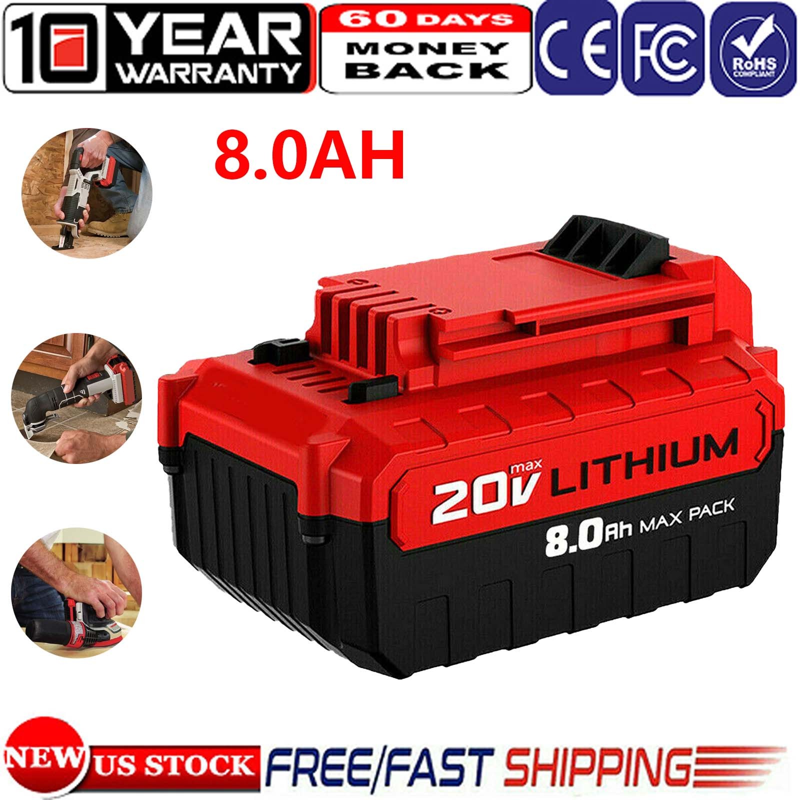 1-2PACK 20 Volt 8.0Ah for Porter Cable MAX Li-ion Battery PCC685L PCC680L PCC700