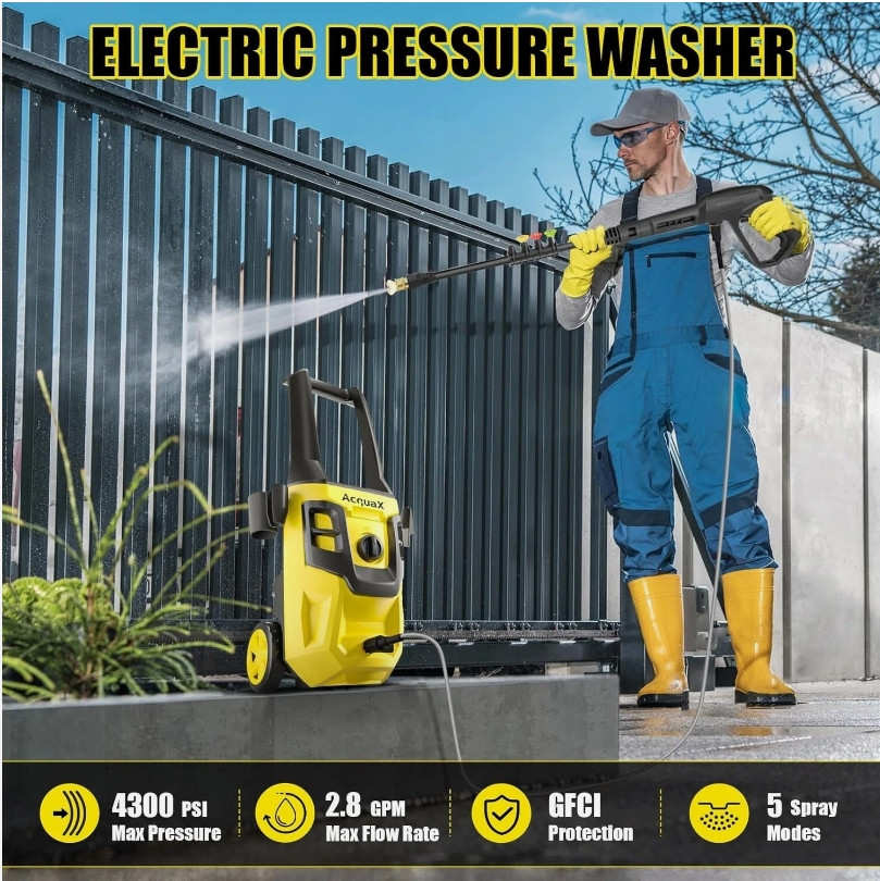 Electric Pressure Washer 4300 PSI MAX 2.8 GPM Power Washer with 4 Nozzles