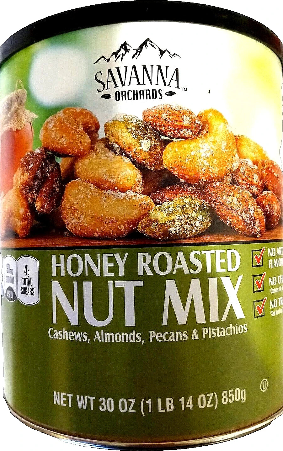 Savanna Orchards Honey Roasted Nut Mix Cashew/Almonds/Pecans 30 Oz EXP 11/2027