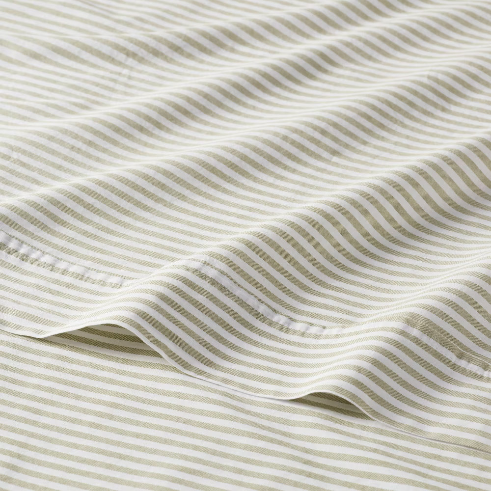 Twin/Twin XL 250 Thread Count Organic Percale Sheet Set Sage Green Stripe