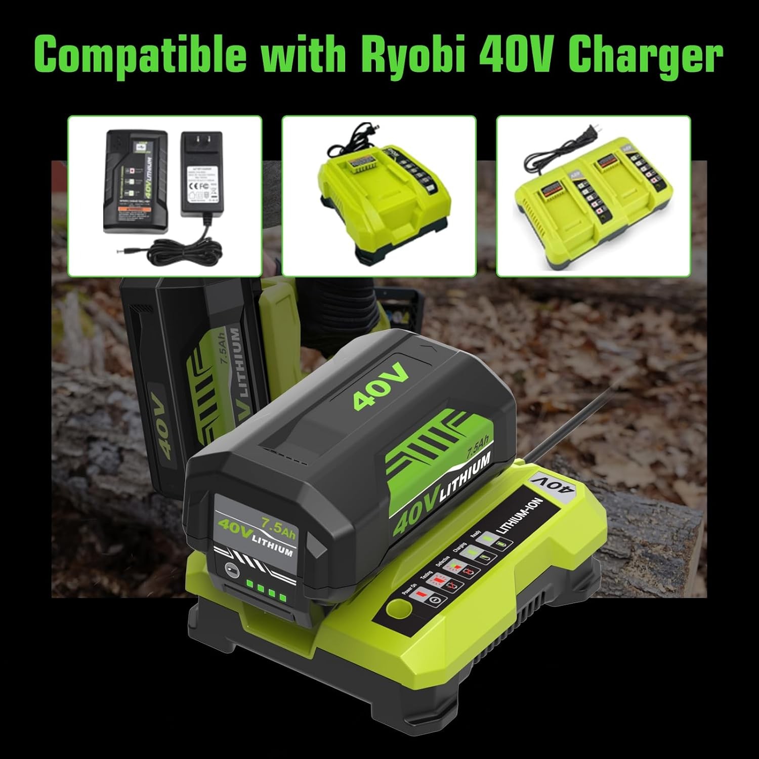7500mAh Extend Capacity Replacement for Ryobi 40V Battery Compatible with Ryobi