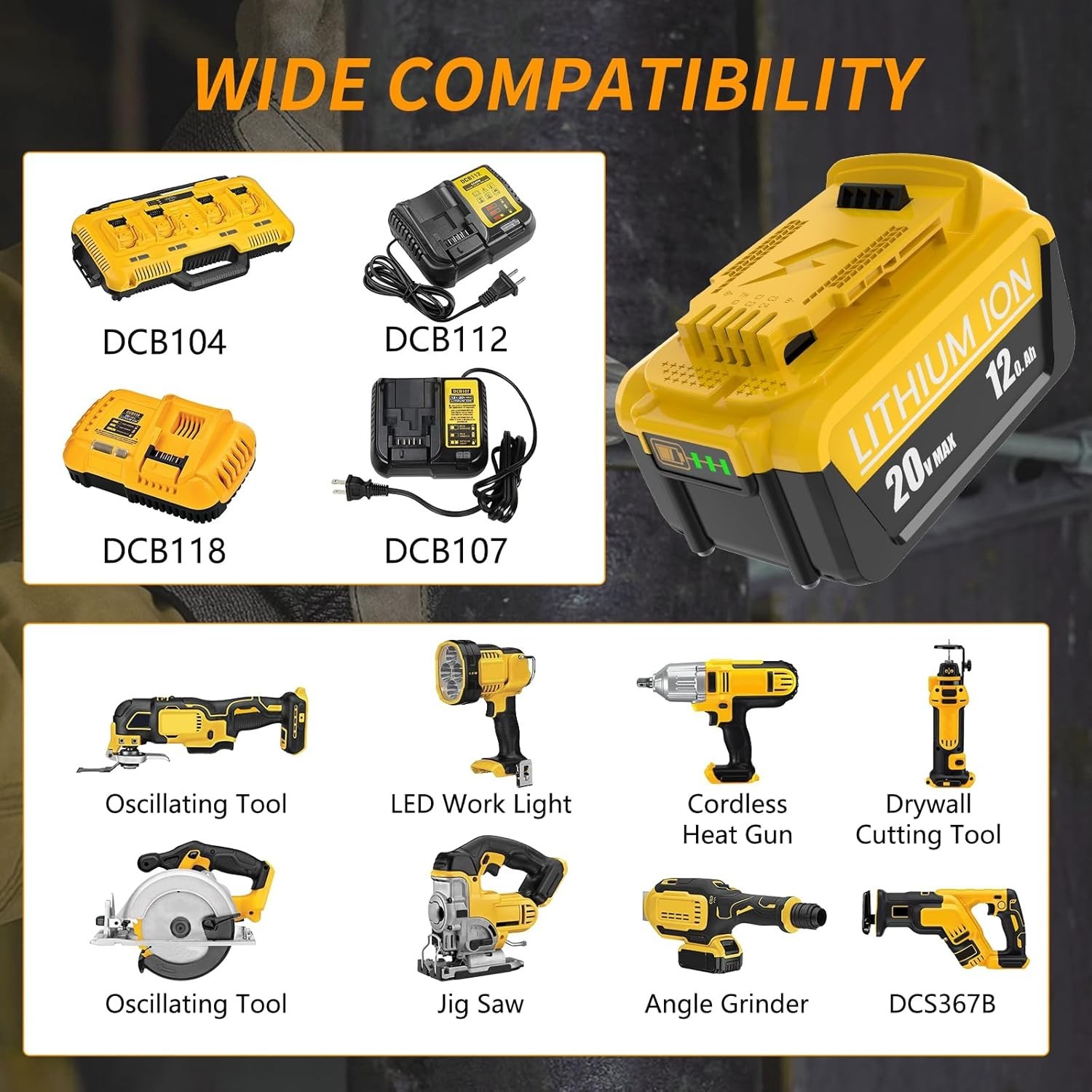 2Pack 12.0AH For DeWalt 20V 20 Volt Max XR Lithium Ion Battery DCB206-2 DCB205-2