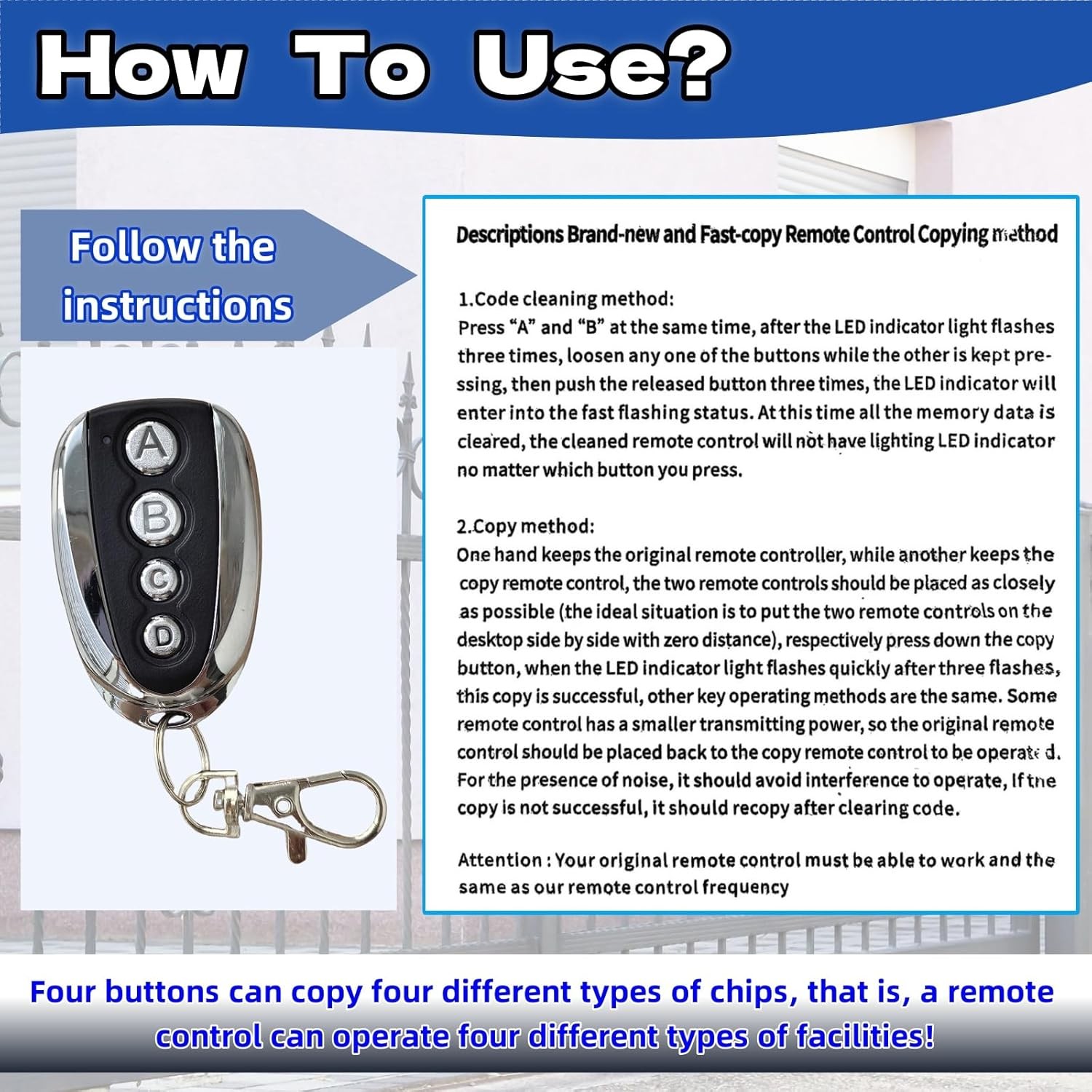 2× Remote Control Backup Key Sliding Gate Opener Automatic Operator 433MHz USA