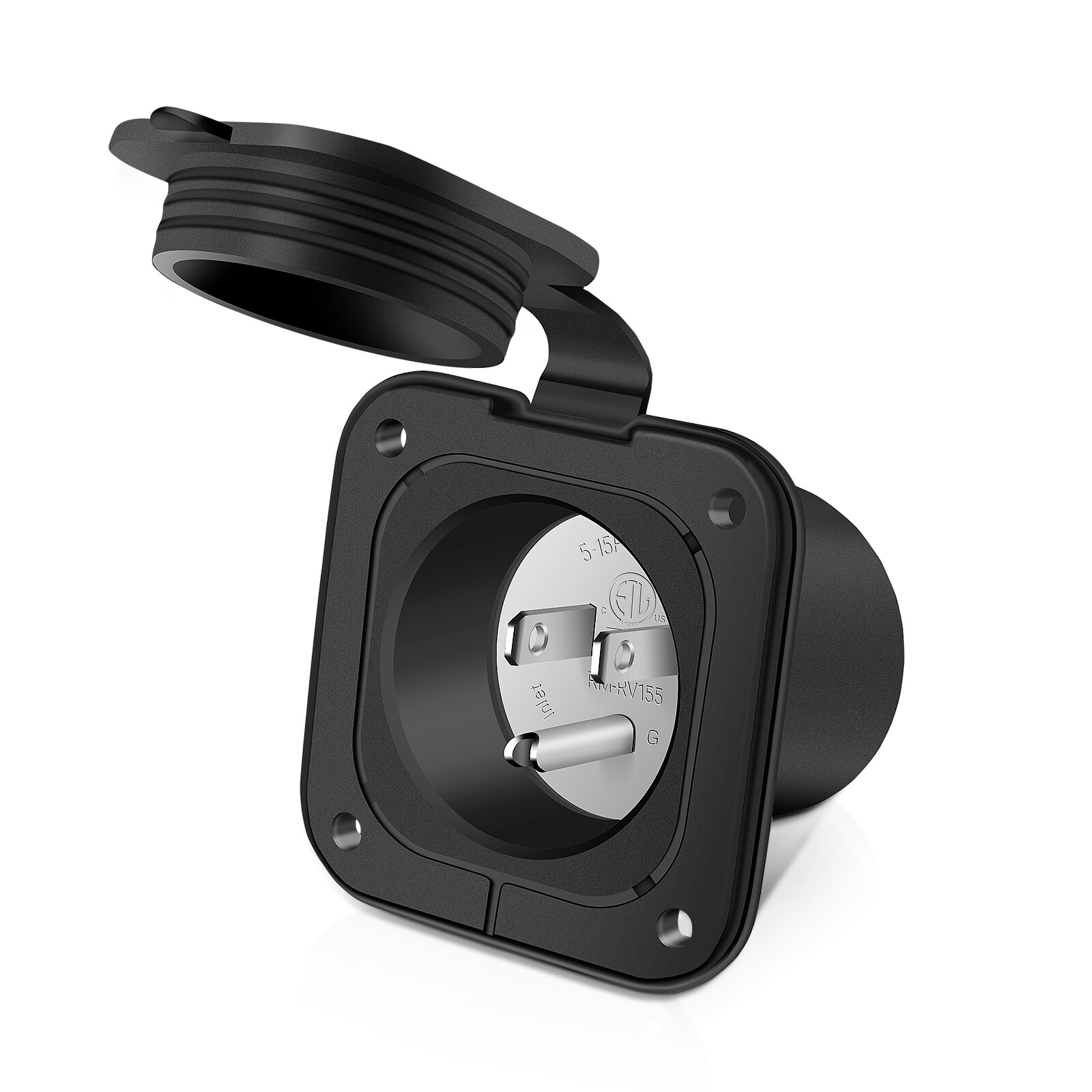 15A AC Port Plug 125V Shore Power Inlet Flanged NEMA 5-15 for Boat Marine RV