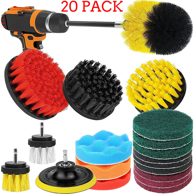 Drill Brushes Set 20pcs Tile Grout Power Scrubber Cleaner Spin Tub Shower Wall