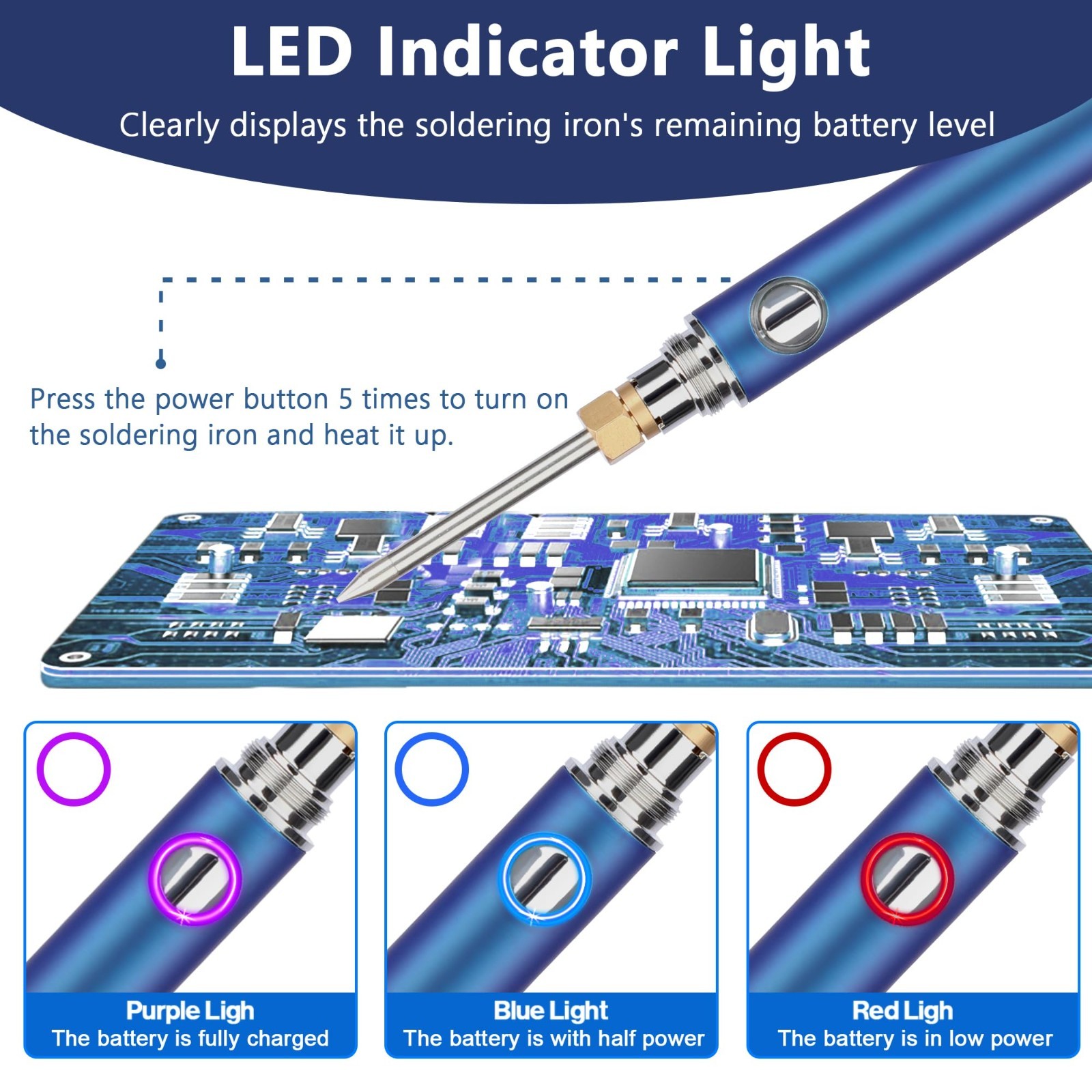 Cordless Soldering Iron Kit – Adjustable Temp, Rechargeable 1100mAh Battery, DIY