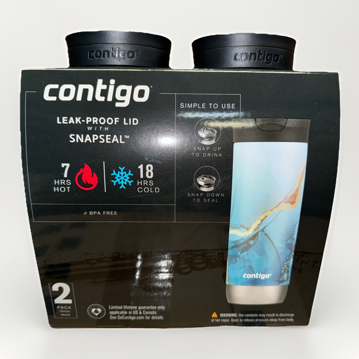 Contigo SNAPSEAL Insulated Stainless Steel Travel 2pk 20oz., Midnight Terrazzo &