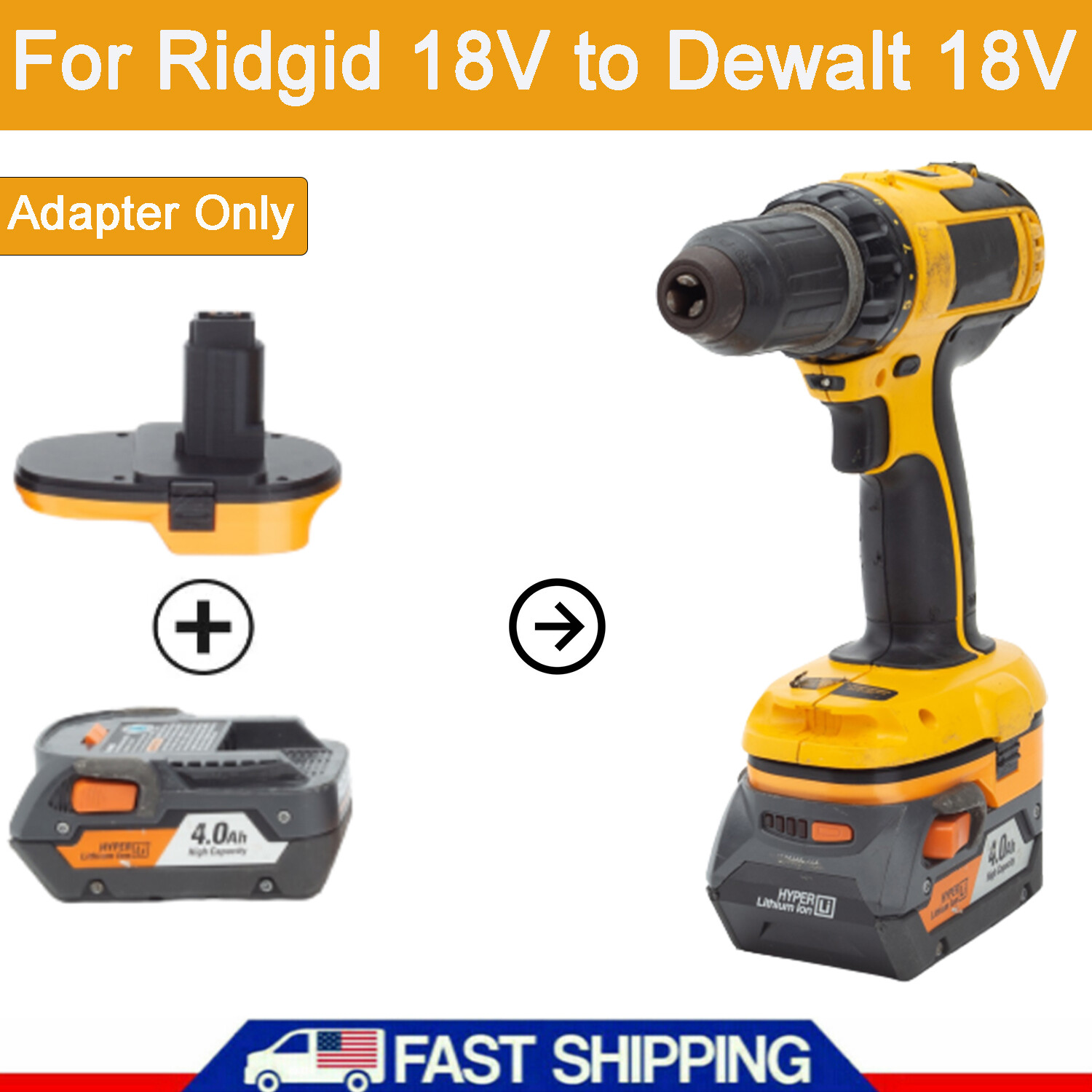 Battery Adapter Converter For Ridgid 18V Li-ion Battery to for Dewalt 18V Tools