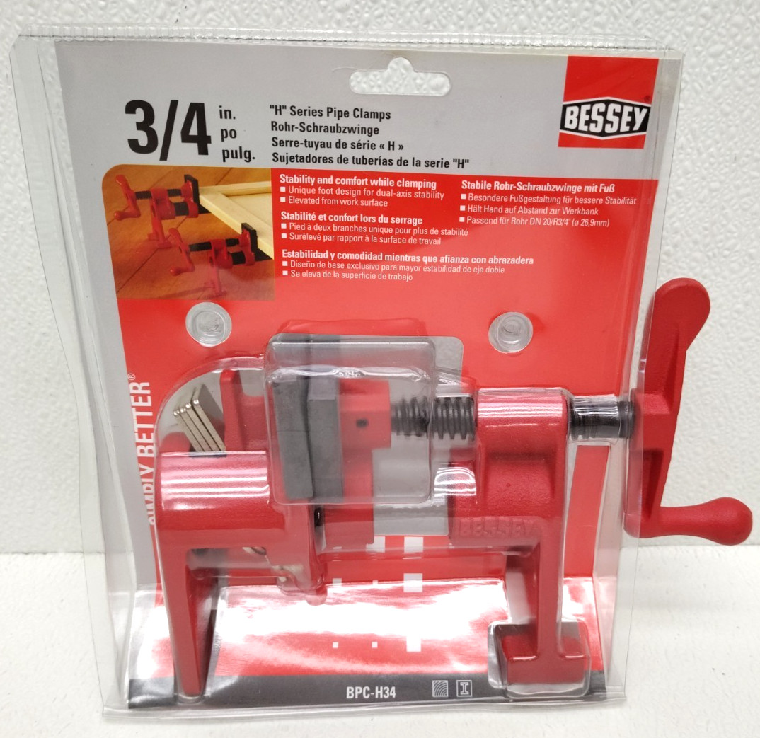 Bessey 3/4″ BPC-H34 H Series Wide Foot Pipe Clamp Adjustable Woodworking NEW
