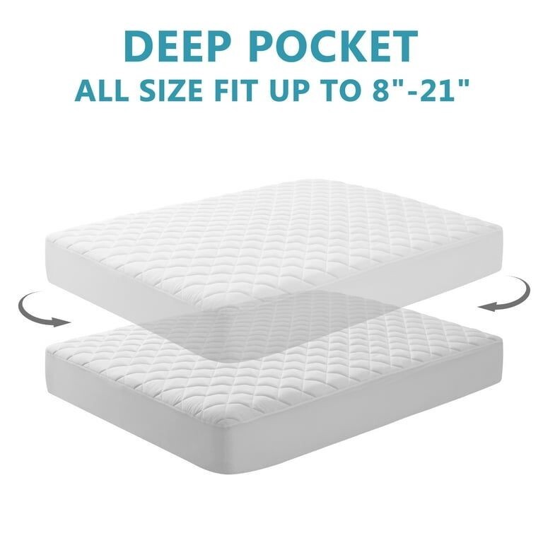 100% Waterproof Mattress Protector Quilted Mattress Pad Cover Breathable Fitted