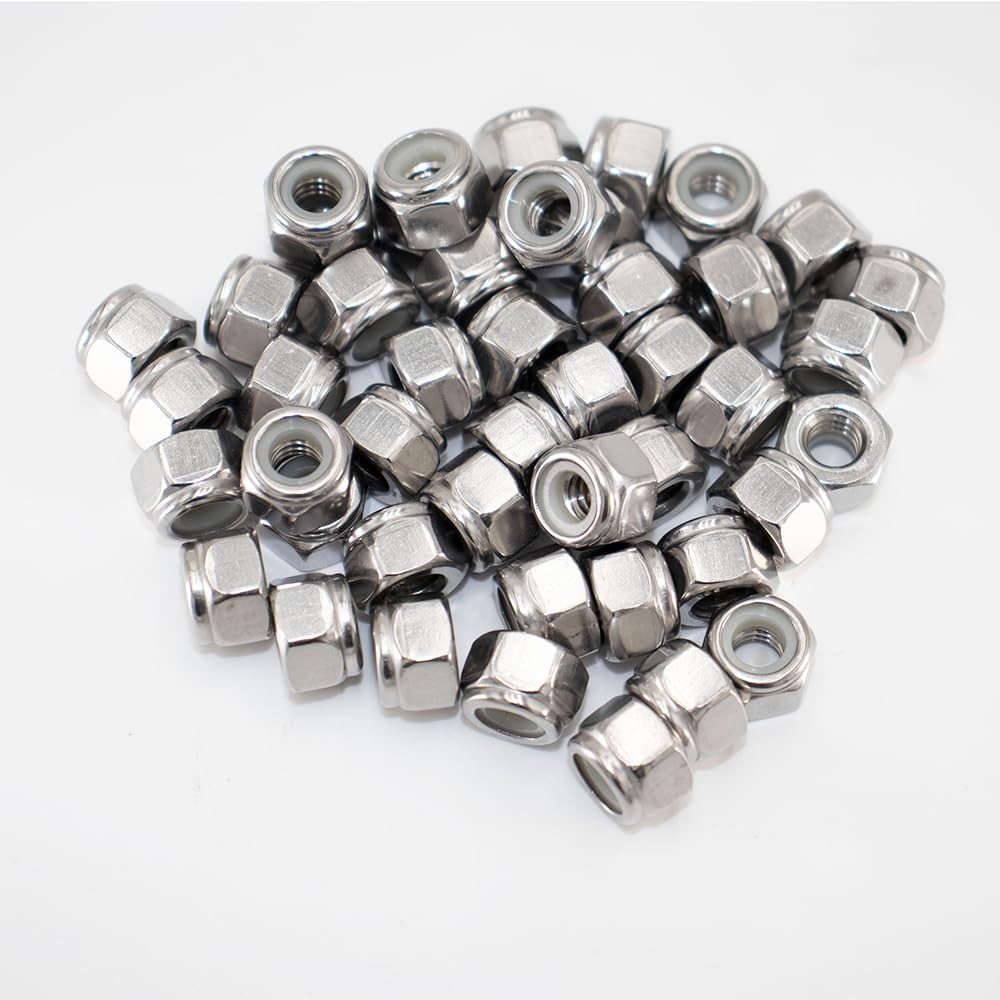 1/4″-20 Nylon Insert Hex Lock Nuts 50 Pack 304 (50 pcs), Silver